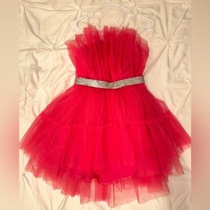 Hot pink mini tulle dress